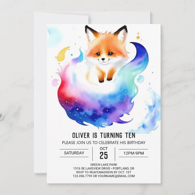 Invitación Cumpleaños de Red Fox Tales encantado (Anverso)