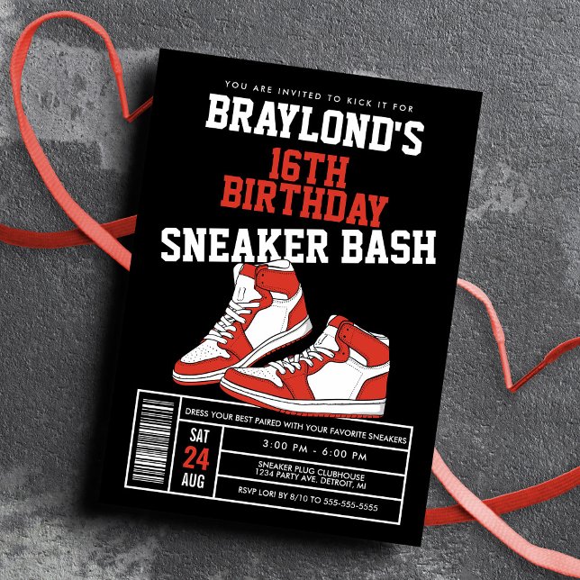 Invitación Cumpleaños de Red Sneaker Bash (Subido por el creador)