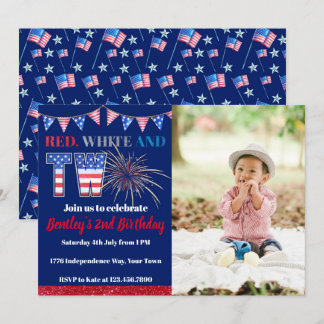 Invitación Cumpleaños de Red White y DOS Firecracker