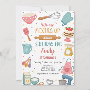 Invitación Cumpleaños de repostería rosa personalizado