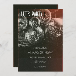 Invitación cumpleaños de Retro Disco Ball