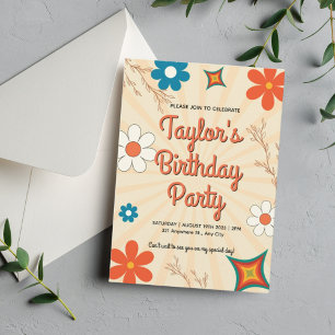 Invitación Cumpleaños de Retro Stripes Picnic