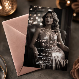 Invitación Cumpleaños de revista en Rosa Dorado Fifty Never L