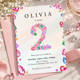Invitación Cumpleaños de Rhinestone Jewel de 2 años Ella es u