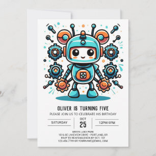 Invitación Cumpleaños de Robot Builder