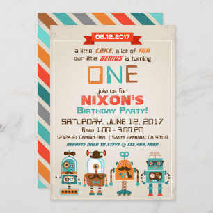 Invitación Cumpleaños de Robot Genius Future Builder