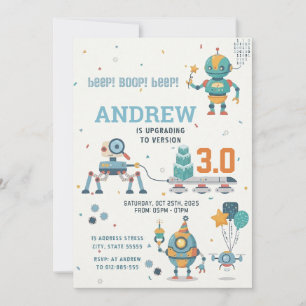 Invitación Cumpleaños de robots de ciencia personal
