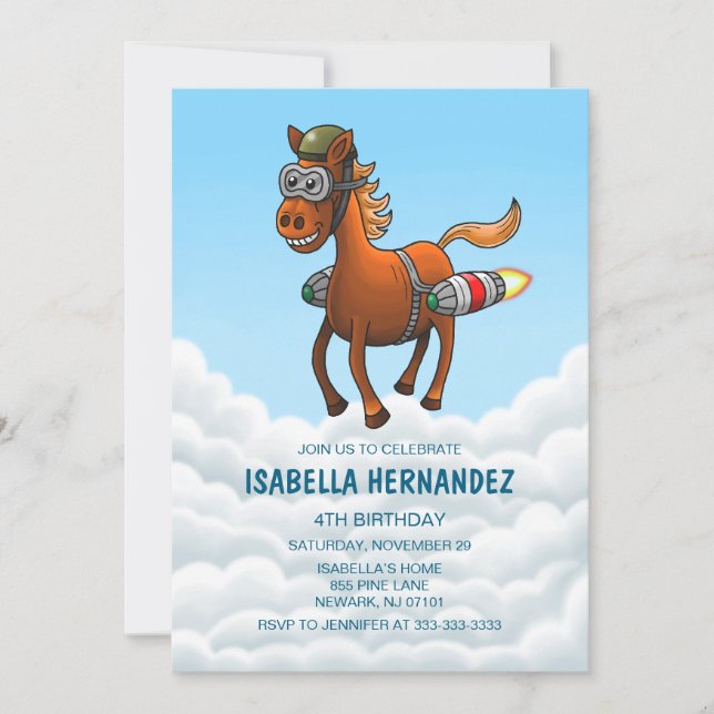 Invitación Cumpleaños de Rocket Pony (Anverso)
