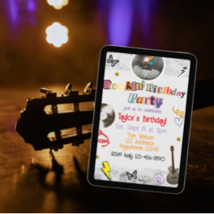 Invitación Cumpleaños de Rockstar con Collage Recortado