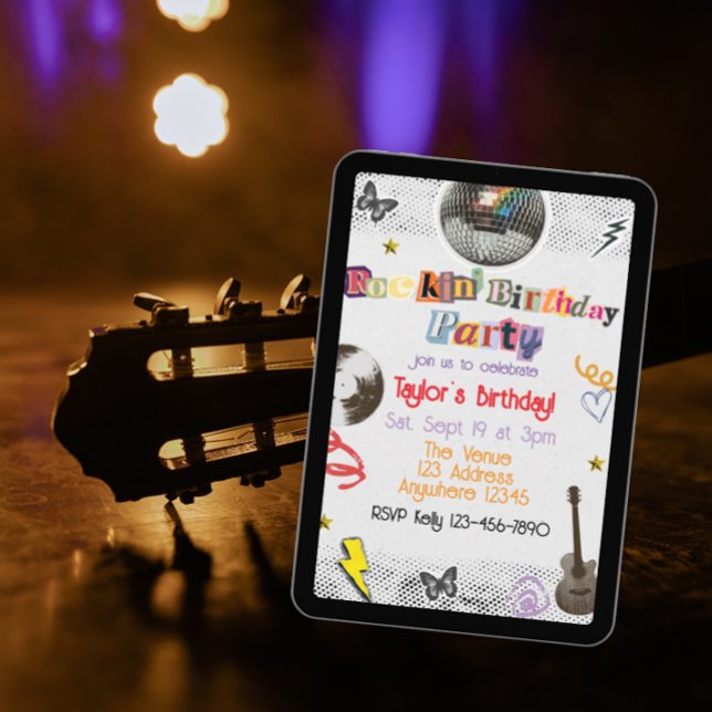 Invitación Cumpleaños de Rockstar con Collage Recortado (Subido por el creador)