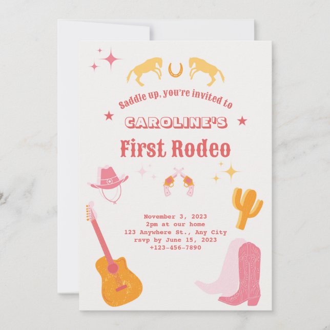 Invitación Cumpleaños de Rodeo (Anverso)