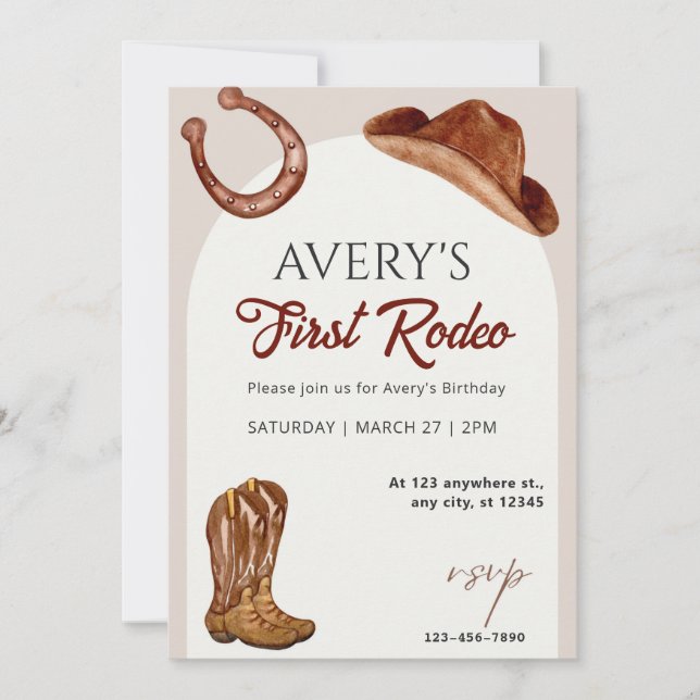 Invitación Cumpleaños de Rodeo (Anverso)