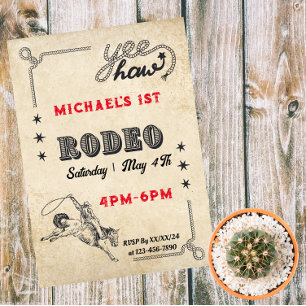 Invitación Cumpleaños de Rodeo de Cabalgata Occidental de Vaq