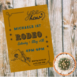 Invitación Cumpleaños de Rodeo Occidental Riding Cowboy