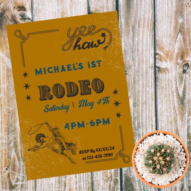 Invitación Cumpleaños de Rodeo Occidental Riding Cowboy (Subido por el creador)