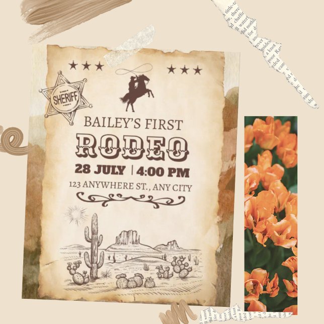 Invitación Cumpleaños de Rodeo Vaquero Occidental Rústico (Subido por el creador)