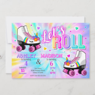 Invitación Cumpleaños de Rodillo de Unicornio Conjunta con Ti