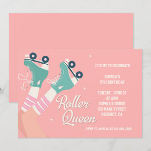 Invitación Cumpleaños de Roller Queen Retro