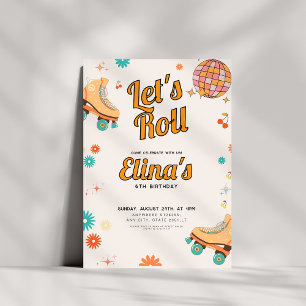 Invitación Cumpleaños de Roller Rink Retro
