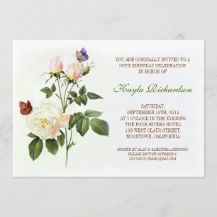 Invitación cumpleaños de rosa blanca victoriana