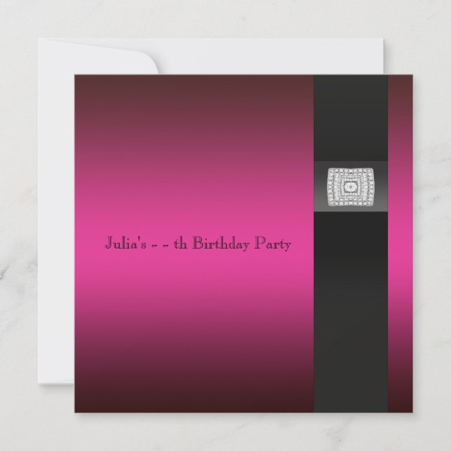 Invitación Cumpleaños de rosa caliente para cualquier ocasión (Anverso)