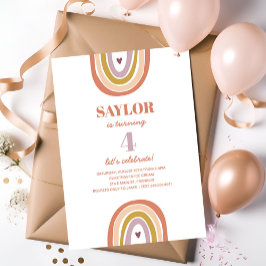 Invitación Cumpleaños de Rubor de Cute Boho Rainbow Peach