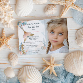 Invitación Cumpleaños de Rubor Pink Mermaid