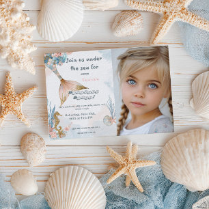 Invitación Cumpleaños de Rubor Pink Mermaid