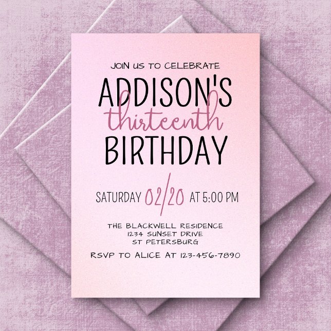 Invitación Cumpleaños de Rubor Pink Ombre (Subido por el creador)