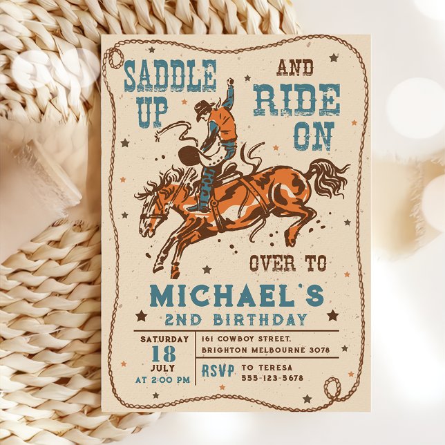 Invitación Cumpleaños de Saddle Up Western Rodeo Cowboy (Subido por el creador)