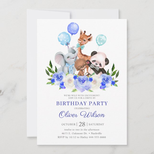 Invitación Cumpleaños de safari de animales de la selva para  (Anverso)