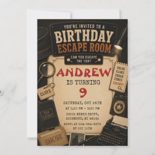 Invitación Cumpleaños de Sala de Escape Personalizada