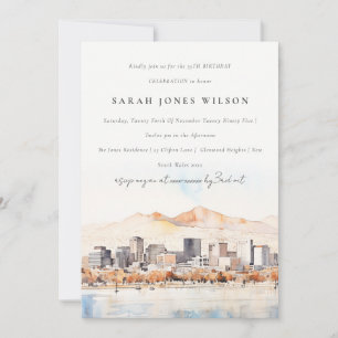Invitación Cumpleaños de Salt Lake City Utah Watercolor Scape