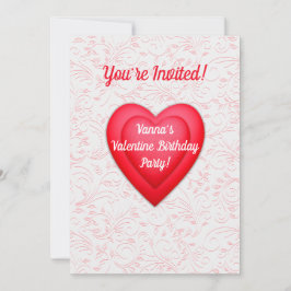 Invitación Cumpleaños de San Valentín Corazones Rojos Elegant