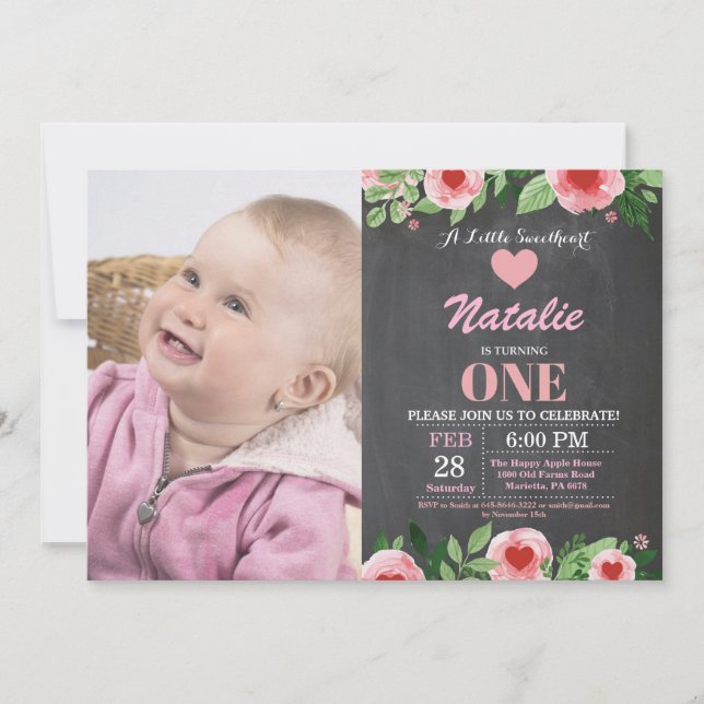Invitación Cumpleaños de San Valentín de Nuestra Pequeña Dulz (Anverso)
