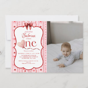 Invitación Cumpleaños de San Valentín del bebé por primera ve