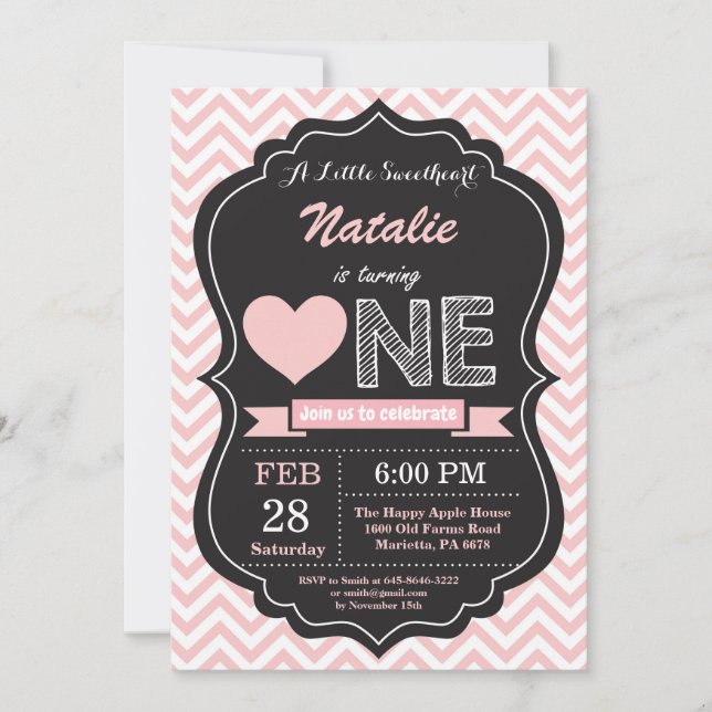 Invitación Cumpleaños de San Valentín Nuestra Pequeña Dulzura (Anverso)