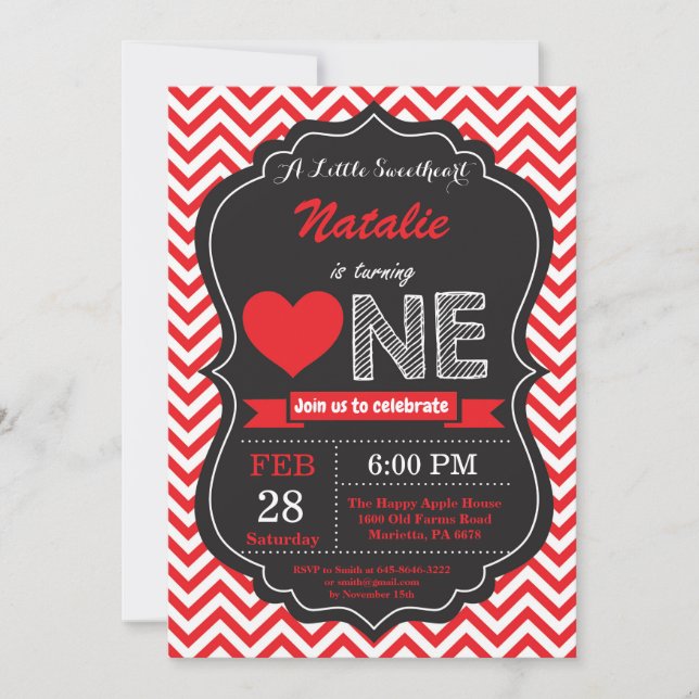 Invitación Cumpleaños de San Valentín Nuestra Pequeña Dulzura (Anverso)