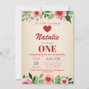 Invitación Cumpleaños de San Valentín Nuestra Pequeña Querida