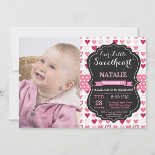 Invitación Cumpleaños de San Valentín Nuestro Pequeño Corazón