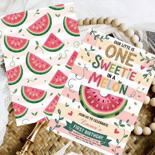 Invitación Cumpleaños de sandía One in a Melon