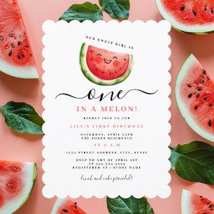 Invitación Cumpleaños de sandía One In A Melon 