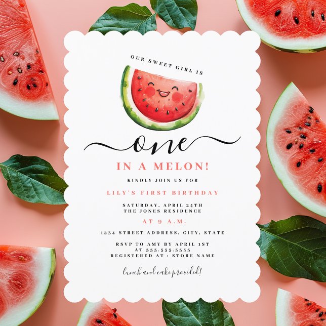 Invitación Cumpleaños de sandía One In A Melon  (Subido por el creador)