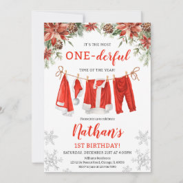 Invitación Cumpleaños de Santa Claus Clothesline