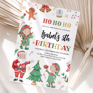 Invitación Cumpleaños de Santa Claus y Duendes
