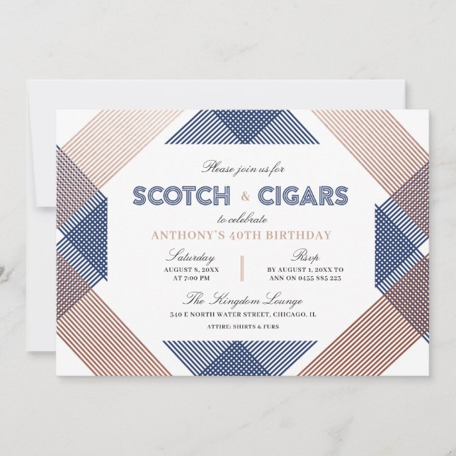 Invitación Cumpleaños de Scotch y Cigarros (Anverso)