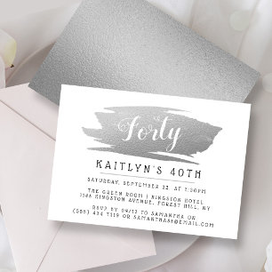 Invitación Cumpleaños de señoras con lámina de plata elegante