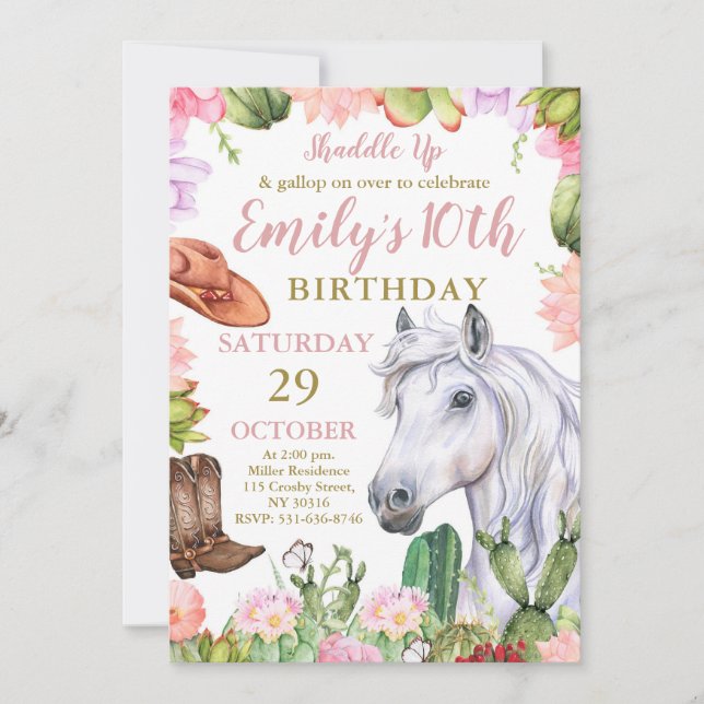 Invitación Cumpleaños de Shaddup, Caballo, Fiesta de Cumpleañ (Anverso)