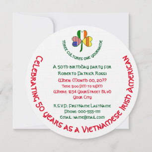 Invitación Cumpleaños de Shamrock irlandés Vietnamita-Estadou