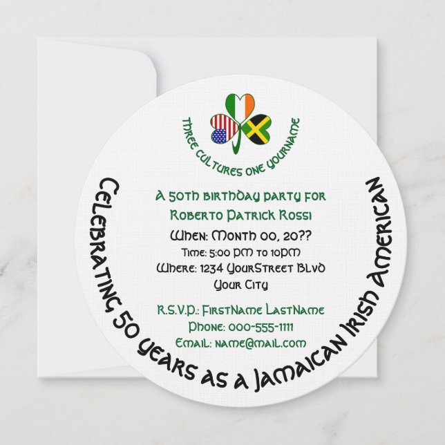 Invitación Cumpleaños de Shamrock Jamaiquino Irlandés (Anverso)